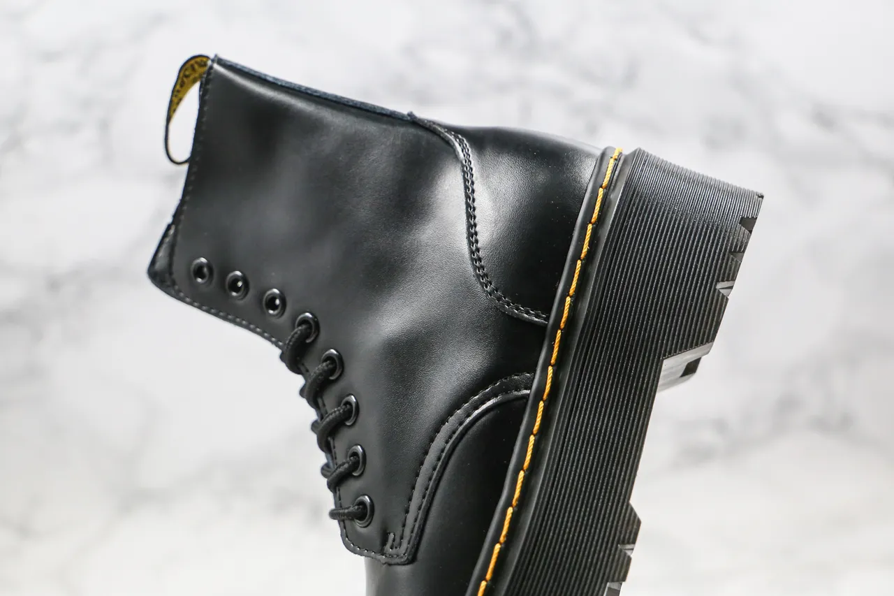 Dr. Martens Jadon Black Yellow Platform Sole 8-Eyelet Lace-Up Martin Boots 6