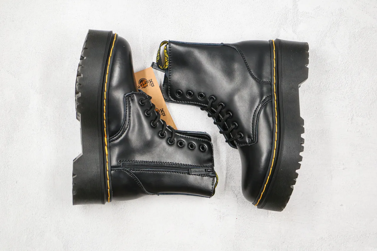 Dr. Martens Jadon Black Yellow Platform Sole 8-Eyelet Lace-Up Martin Boots 7