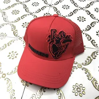 Dsquared2 Heart Motif Red Trucker Baseball Cap