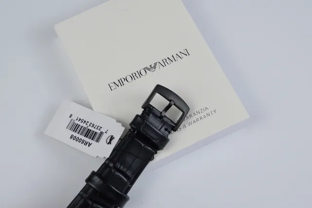 Emporio Armani Black Gray Skeleton Dial PVD Case Mechanical Watch 3