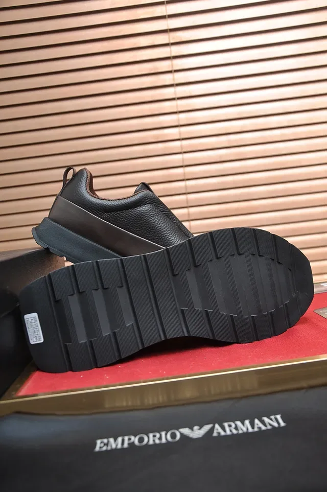 Emporio Armani Brown Leather Slip-On Sneaker 3