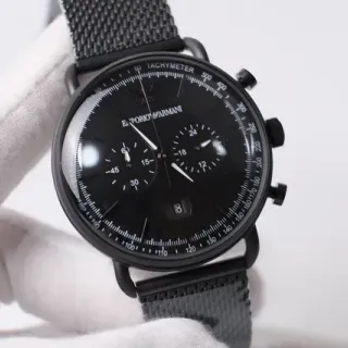 Emporio Armani Chronograph Black Mesh Strap Mechanical Watch