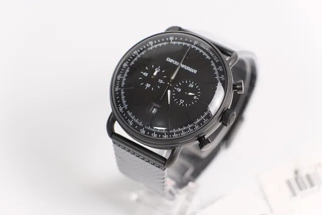 Emporio Armani Chronographe Sangle Maille Noire Montre Mécanique 4