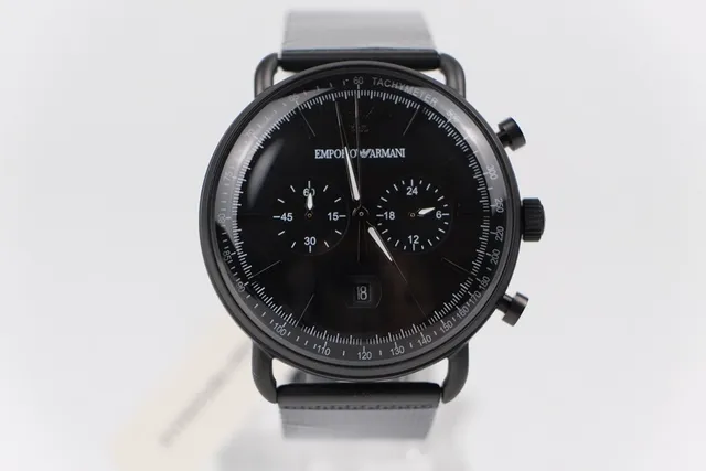 Emporio Armani Chronographe Sangle Maille Noire Montre Mécanique 8