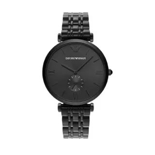 Emporio Armani Classic Black Monochromatic Minimalist Dial Quartz Watch