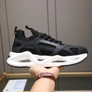 Emporio Armani EA7 Black and White Mesh Lifestyle Sneakers