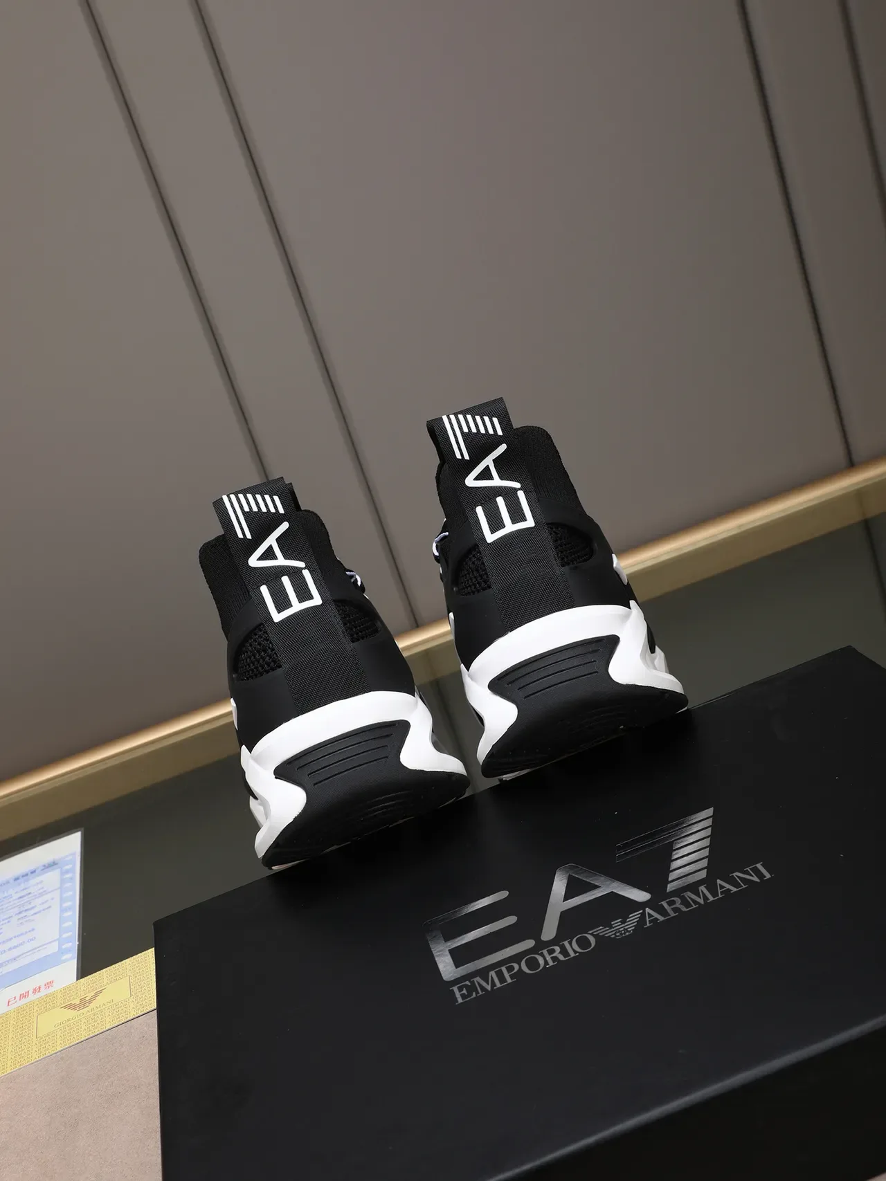 Emporio Armani EA7 Black and White Sculpted Midsole Lifestyle Sneakers 3