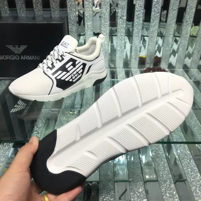 Emporio Armani EA7 White and Black Logo Panel Lifestyle Sneaker 2