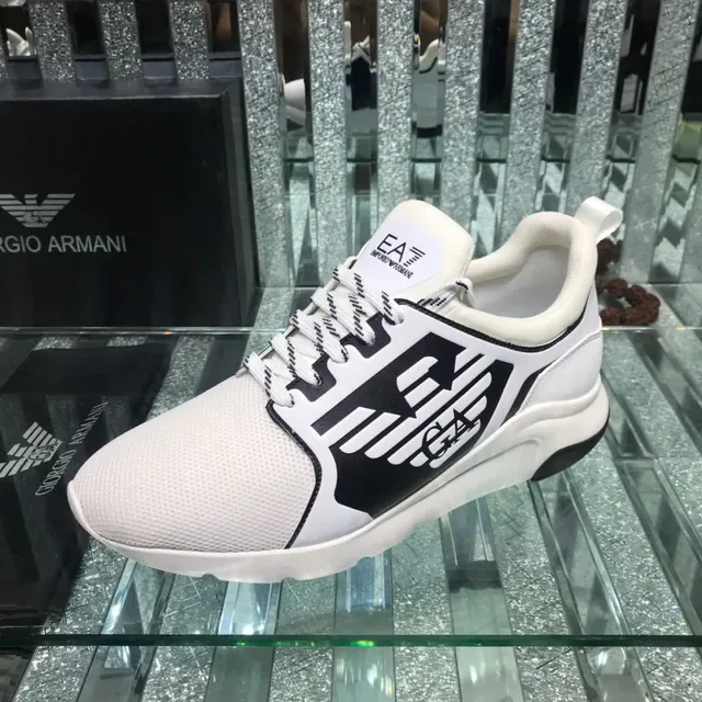 Emporio Armani EA7 White and Black Logo Panel Lifestyle Sneaker 4