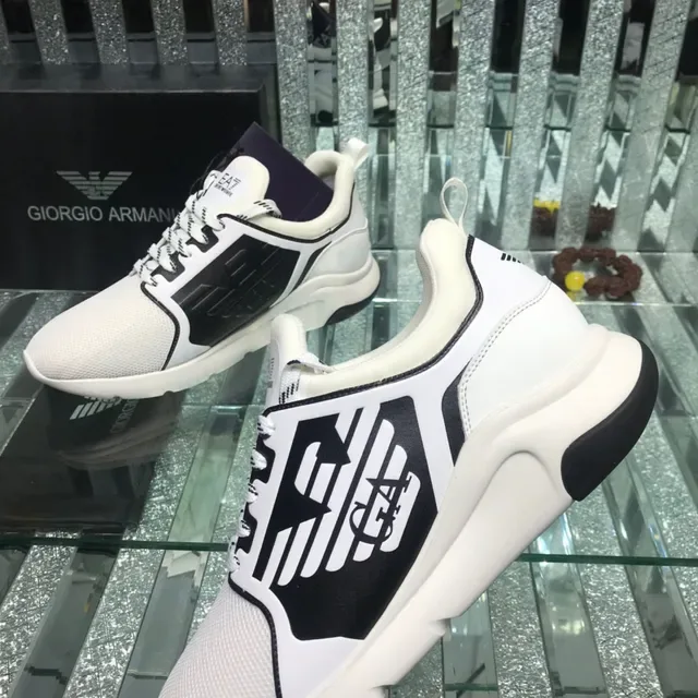 Emporio Armani EA7 White and Black Logo Panel Lifestyle Sneaker 5