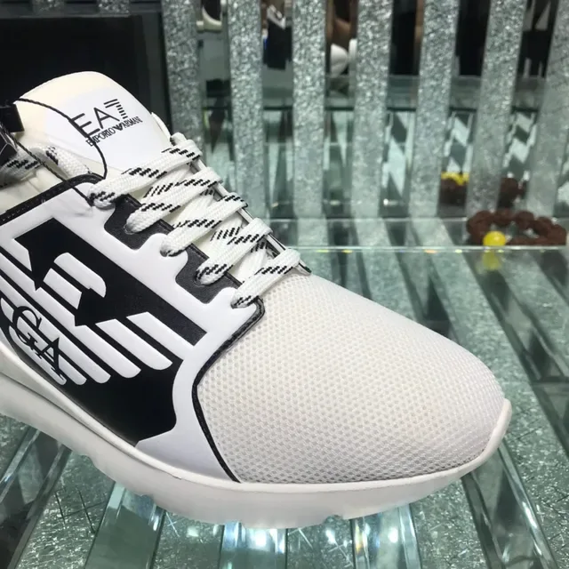 Emporio Armani EA7 White and Black Logo Panel Lifestyle Sneaker 6