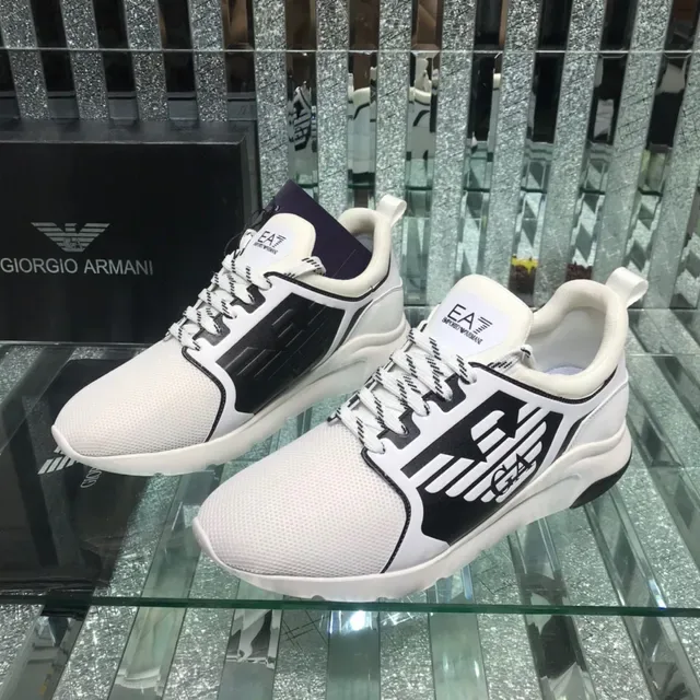 Emporio Armani EA7 White and Black Logo Panel Lifestyle Sneaker 8