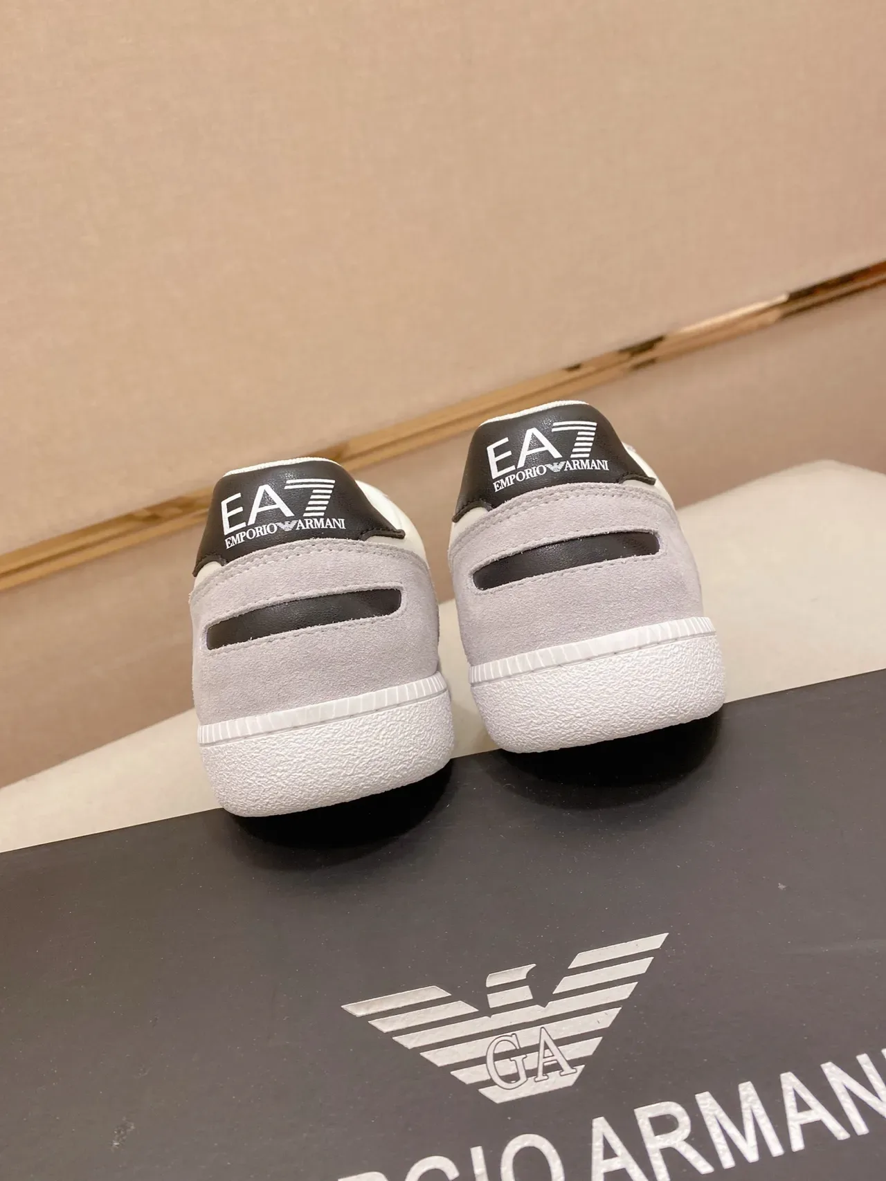 Emporio Armani EA7 White and Gray Suede Panel Lifestyle Sneakers 5