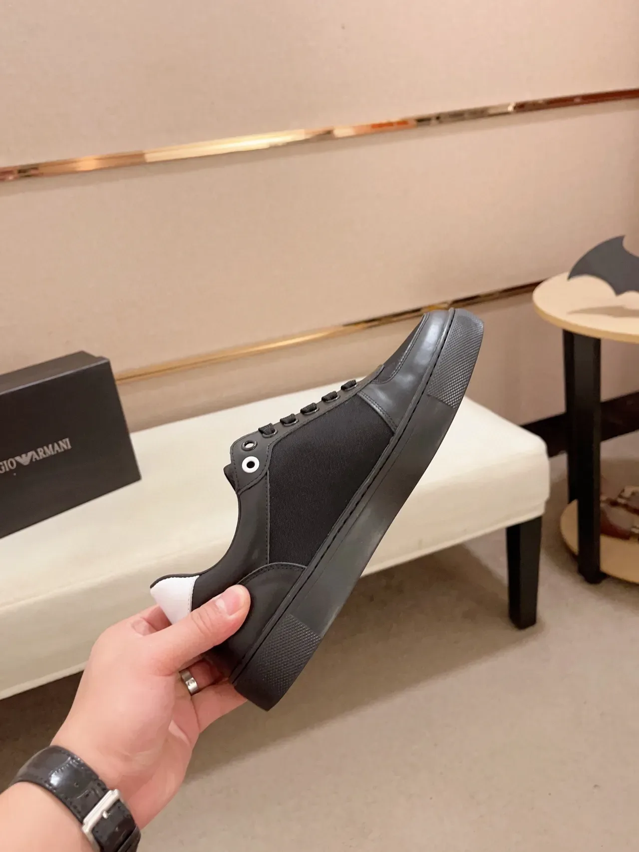 Emporio Armani Logo de l'Aigle Noir Style de Vie Sneakers 6