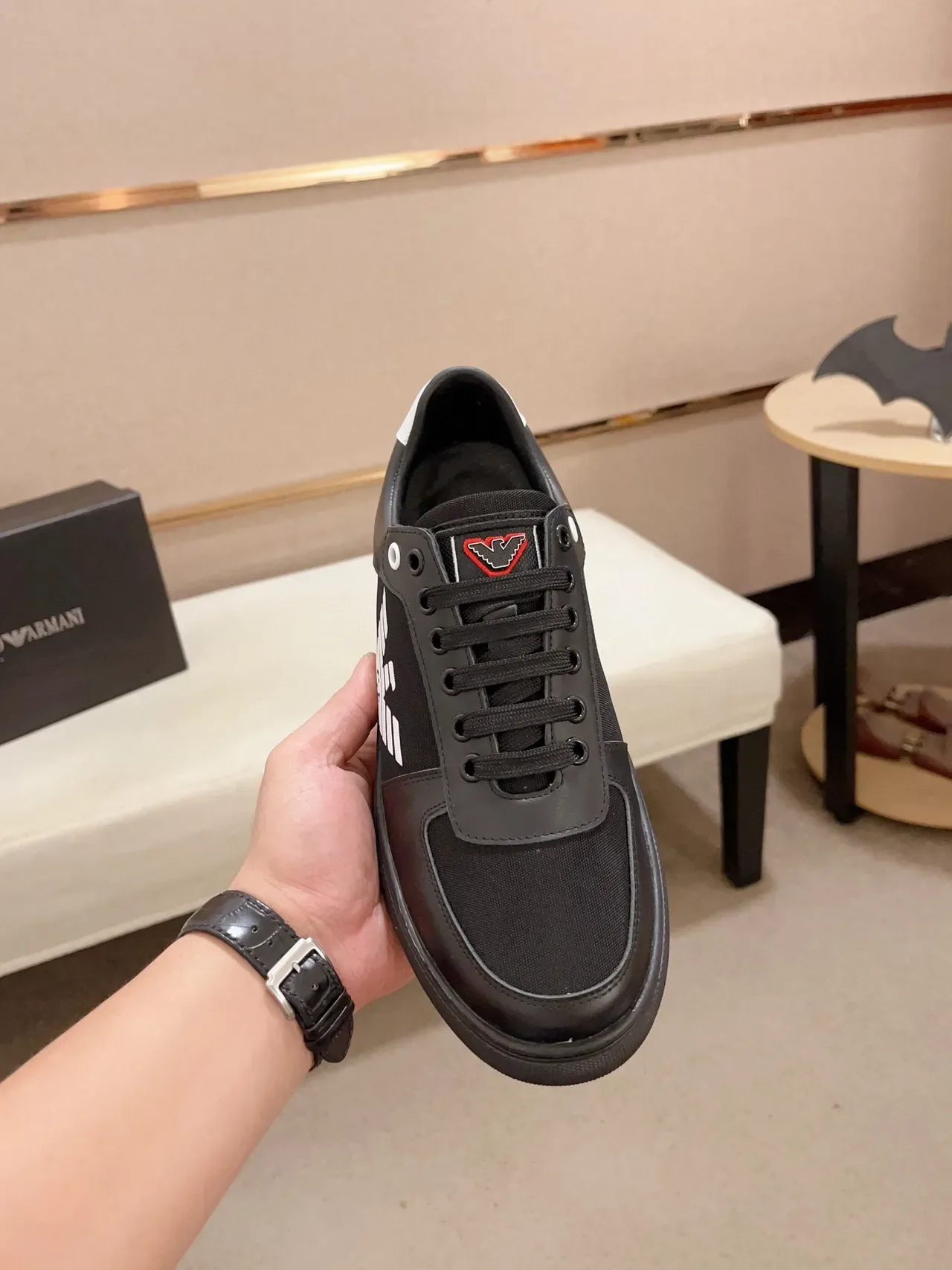 Emporio Armani Logo de l'Aigle Noir Style de Vie Sneakers 8