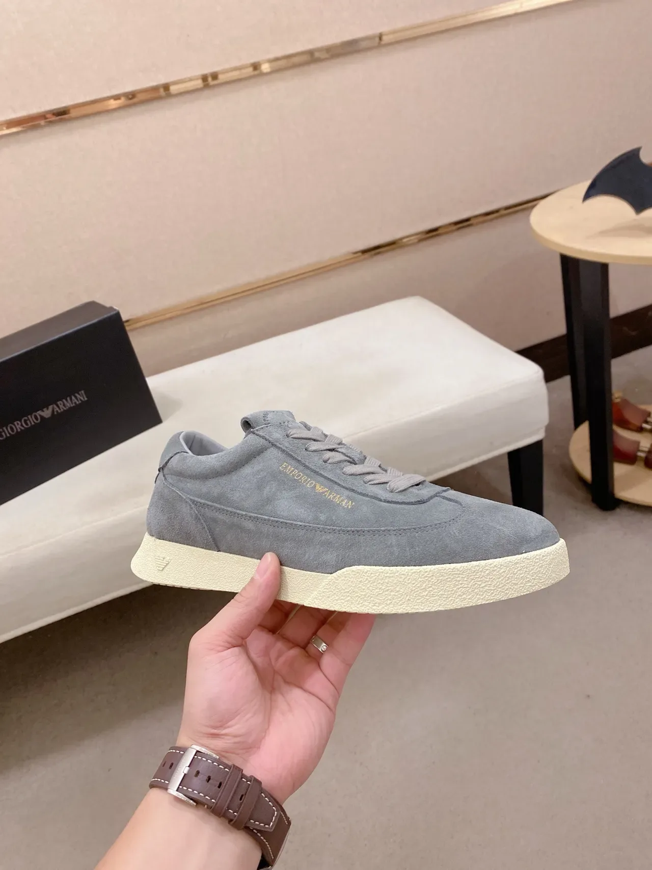 Emporio Armani Gray Suede Low-Top Lifestyle Sneaker 4