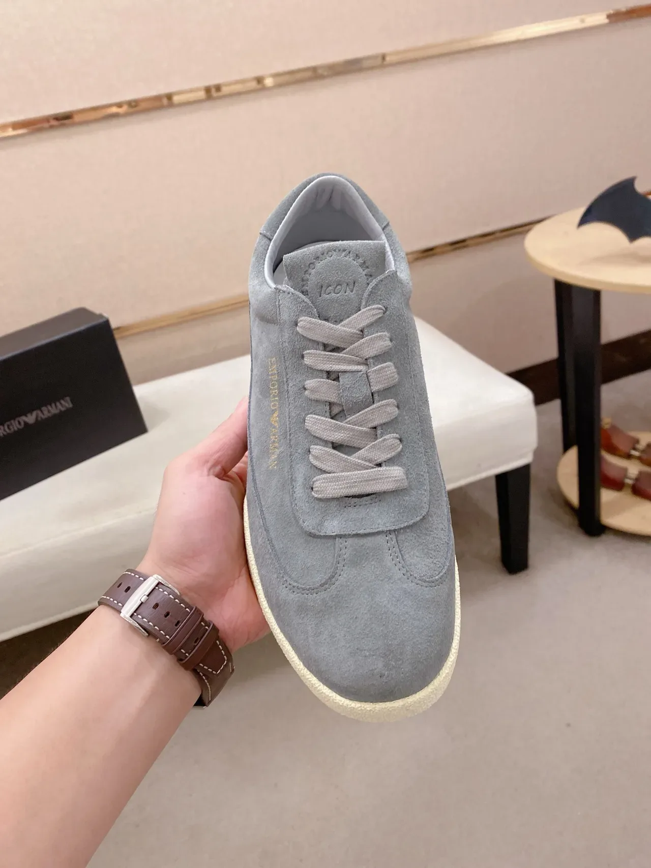 Emporio Armani Gray Suede Low-Top Lifestyle Sneaker 5