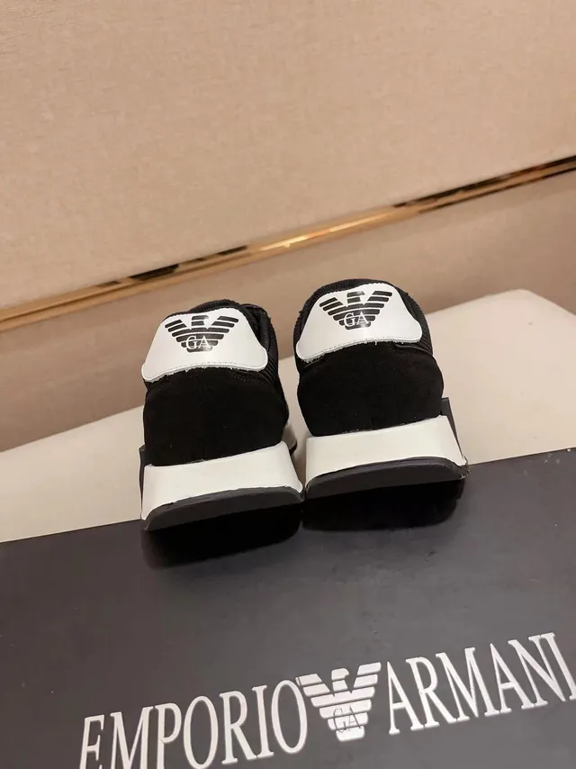 Emporio Armani Lifestyle Sneaker Black White Ribbed Knit Upper Suede Overlays Lifestyle Sneakers 10