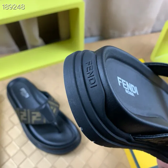 Fendi Black Beige Chunky Platform FF Monogram Strap Slippers 2