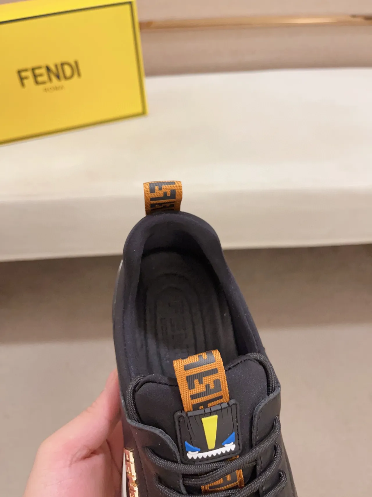 Fendi Black Brown FF Monogram Textile Leather Panel Lifestyle Sneakers 4
