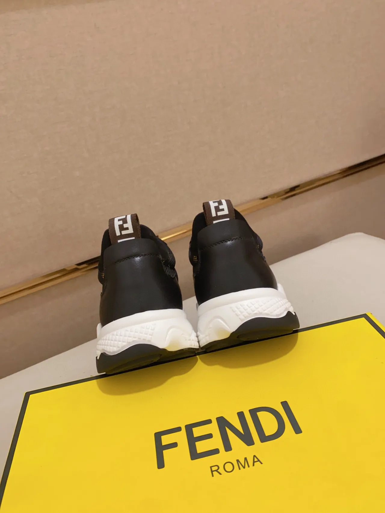 Fendi Black Gold Sole Monogram Mesh Upper Chunky Sneakers 3