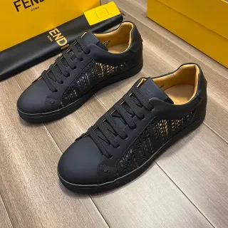 Fendi Black Perforated Leather Lifestyle Sneakers