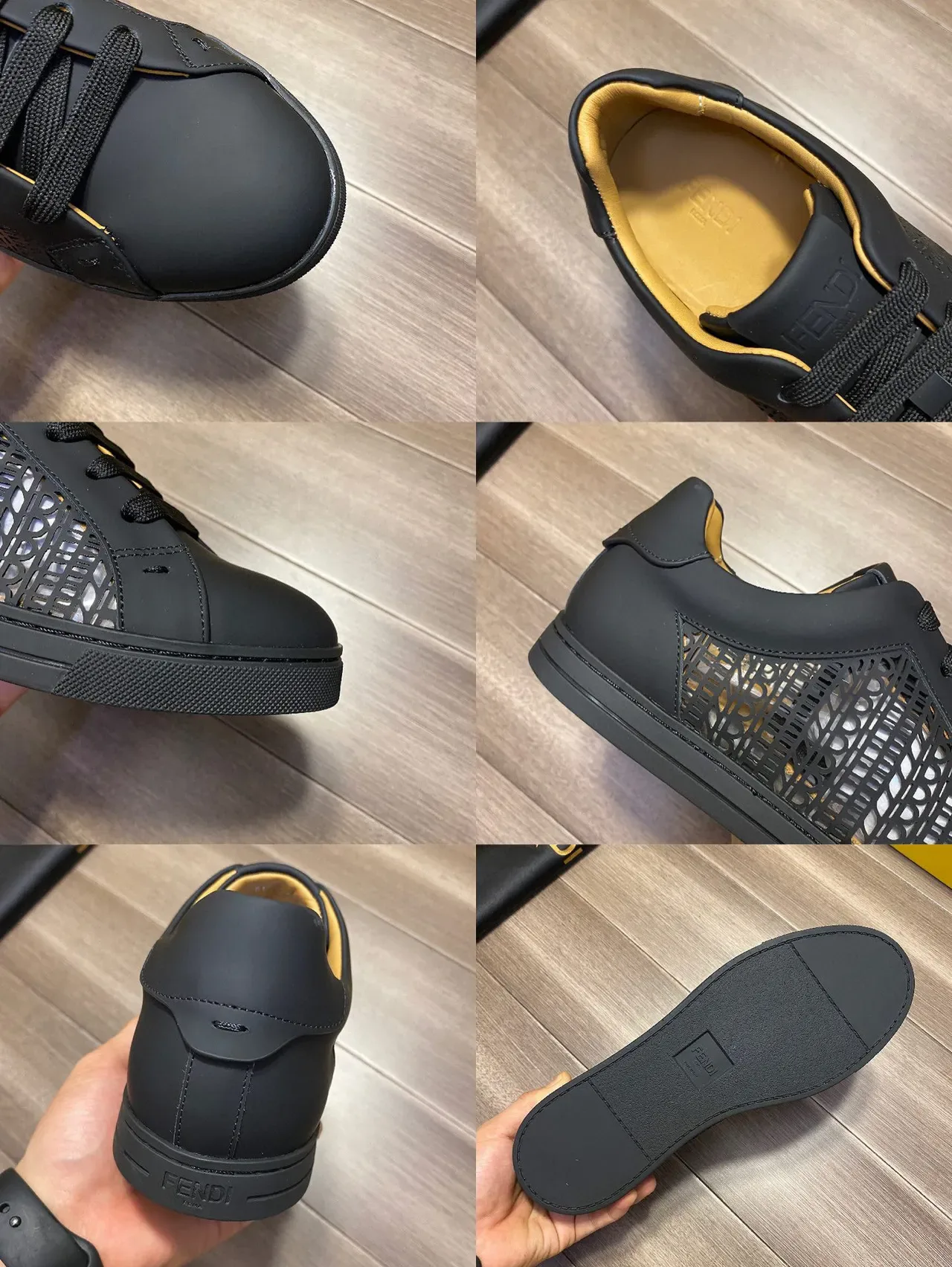 Fendi Black Perforated Leather Lifestyle Sneakers 2
