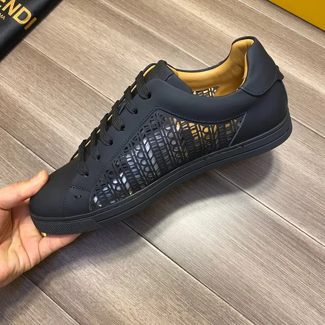 Fendi Black Perforated Leather Lifestyle Sneakers 3