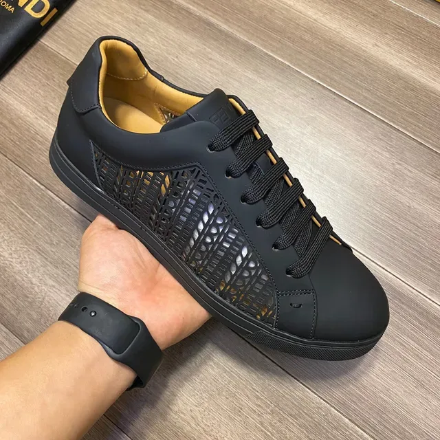 Fendi Black Perforated Leather Lifestyle Sneakers 4