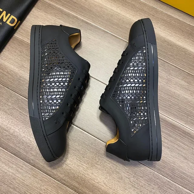 Fendi Black Perforated Leather Lifestyle Sneakers 5