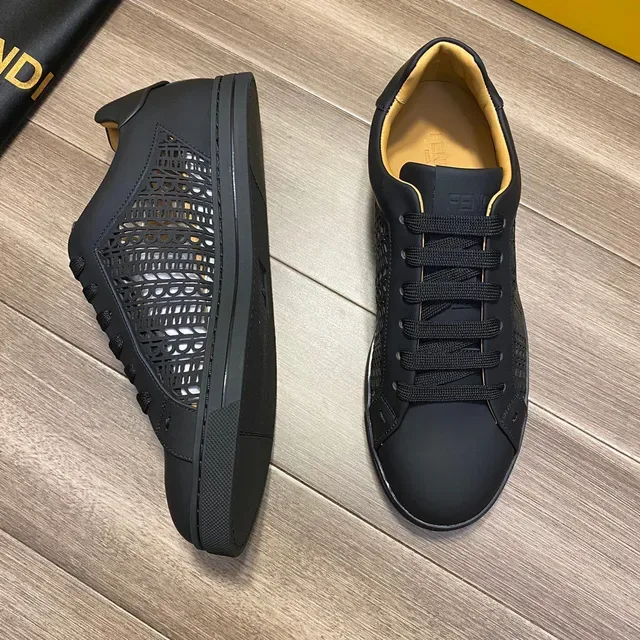 Fendi Black Perforated Leather Lifestyle Sneakers 6