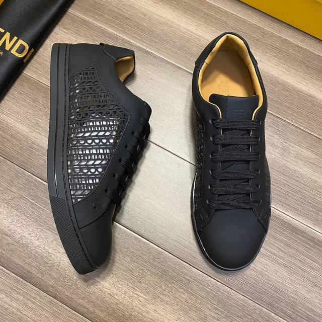 Fendi Black Perforated Leather Lifestyle Sneakers 7