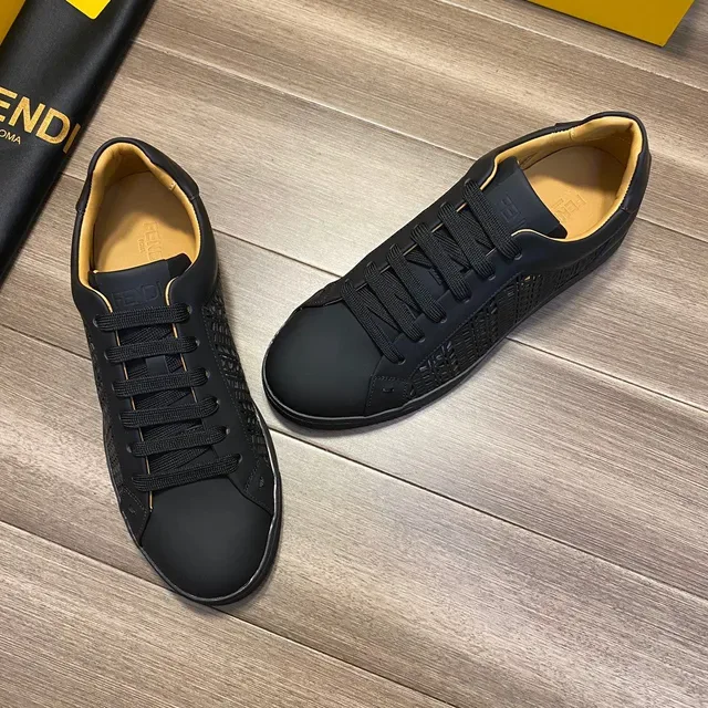 Fendi Black Perforated Leather Lifestyle Sneakers 8