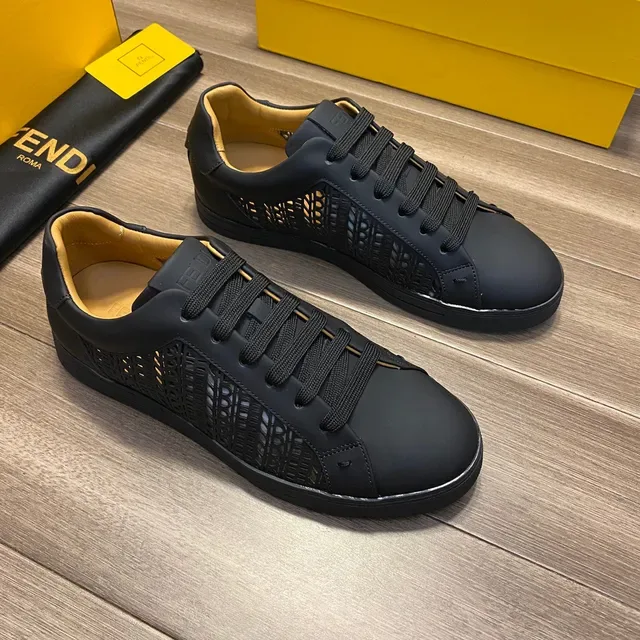 Fendi Black Perforated Leather Lifestyle Sneakers 9