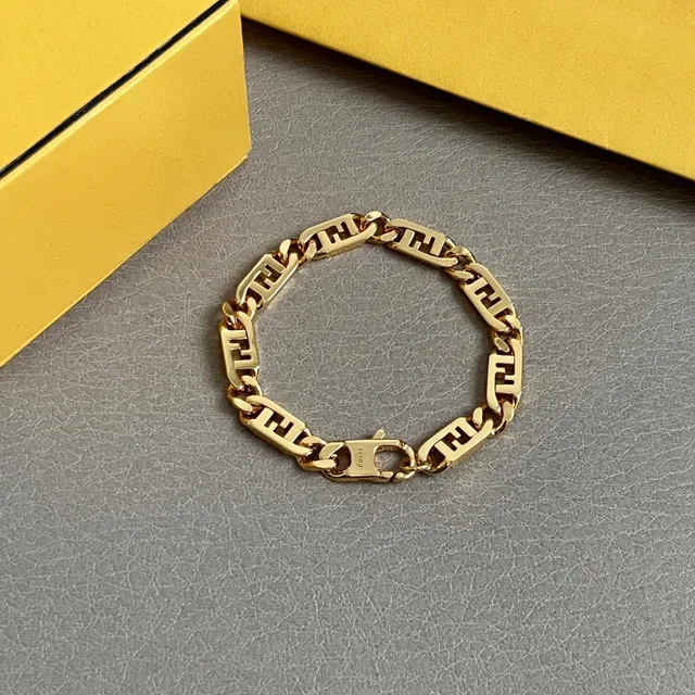 Bracelets Fendi FF Chain Doré Tono Logo Lien 3