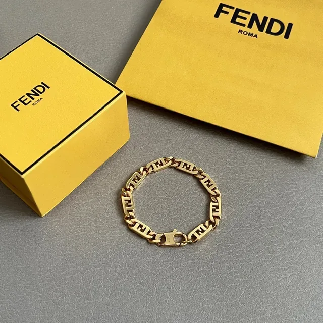 Bracelets Fendi FF Chain Doré Tono Logo Lien 4