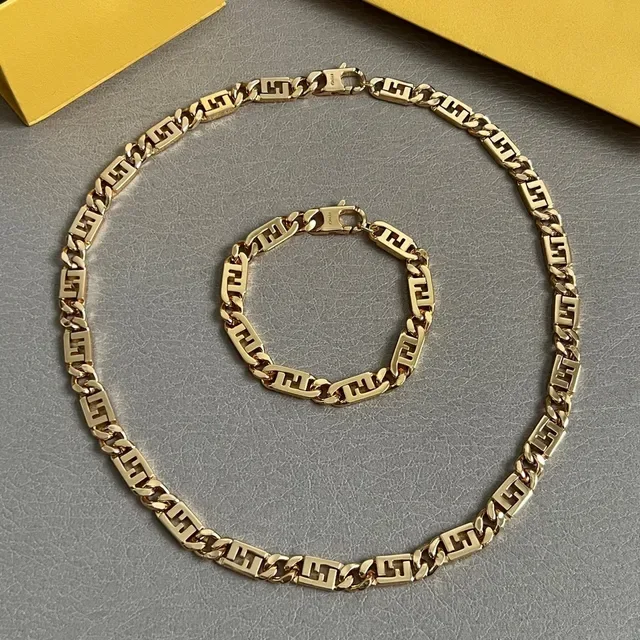 Bracelets Fendi FF Chain Doré Tono Logo Lien 5