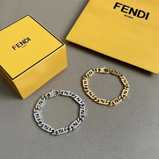 Bracelets Fendi FF Chain Doré Tono Logo Lien 6