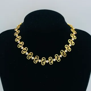 Fendi FF Logo Crystal-Embellished Gold-Tone Necklace