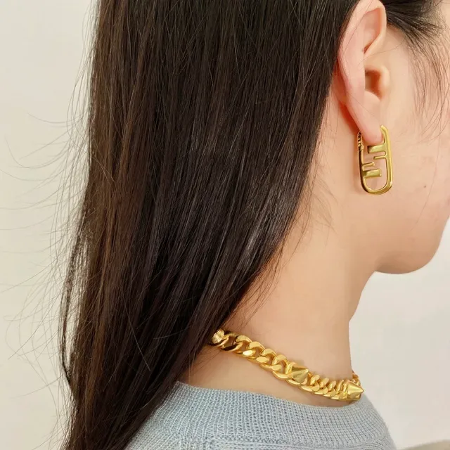 أقراط أذن Fendi FF Logo ذهبي بيضاوي 3
