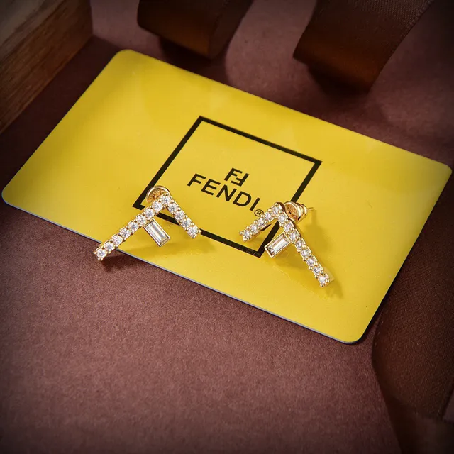 Fendi FF Monogram Pavé Crystal Gold-Tone aretes con tachuelas 3