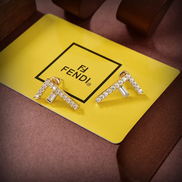 Fendi FF Monogram Pavé Crystal Gold-Tone aretes con tachuelas 5