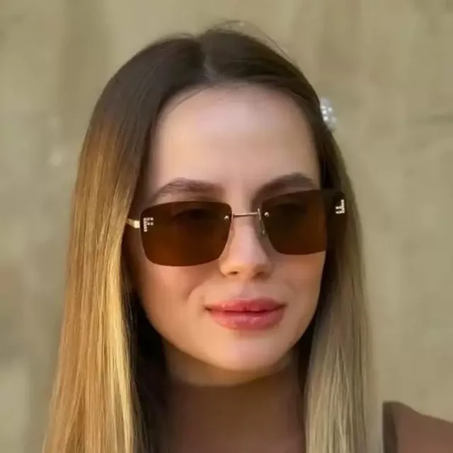Fendi FF Rimless Rectangular Crystal-Embellished Sunglasses 2