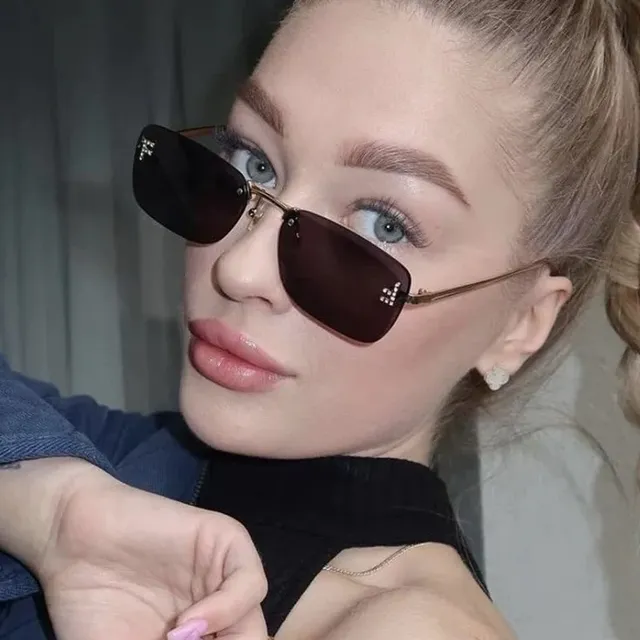 Fendi FF Rimless Rectangular Crystal-Embellished Sunglasses 5