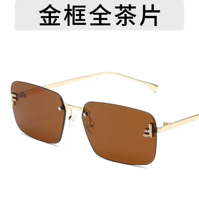 Fendi FF Rimless Rectangular Crystal-Embellished Sunglasses 6