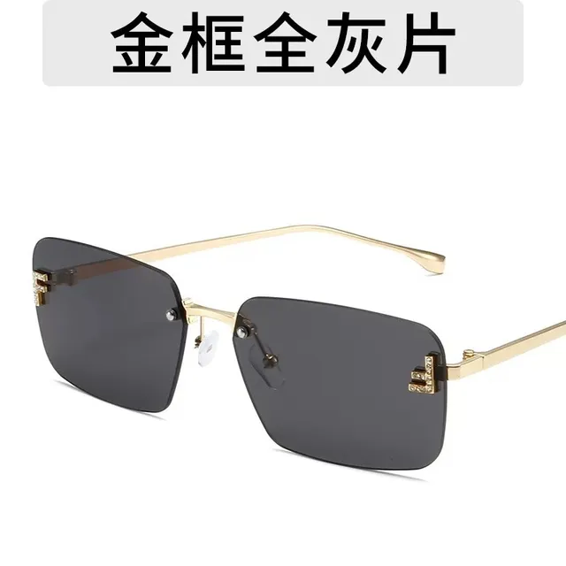 Fendi FF Rimless Rectangular Crystal-Embellished Sunglasses 7