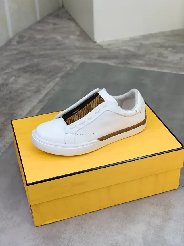 Fendi First Tênis Lifestyle Slip-On Branco Marrom Listrado 4