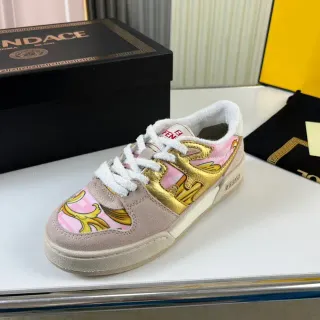 Fendi Pink Gold Low-Top Padded Collar Lifestyle Sneakers