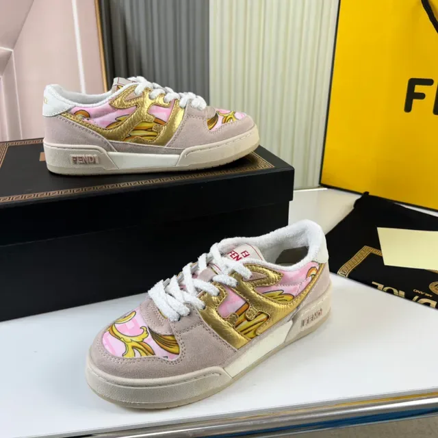Fendi Low-Top col rembourré rose et or Lifestyle Sneakers 7
