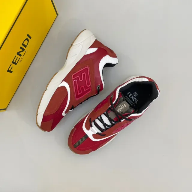 Fendi Rouge Blanc Sans Lacets Slip-On Oversized Avec Logo FF Lifestyle Sneakers 7